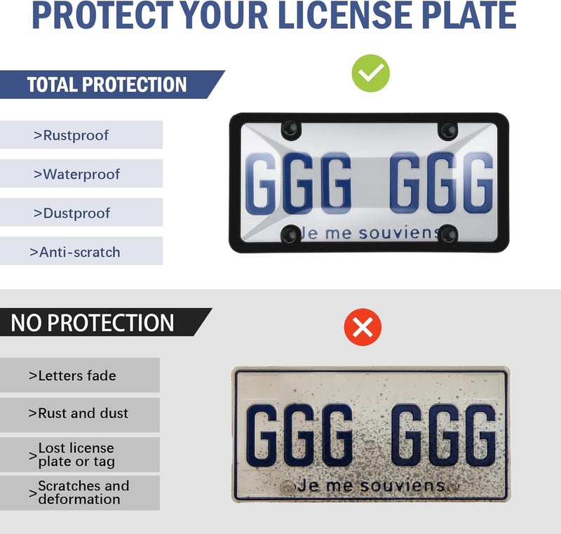 jalan 2 Pack License Plate Protector, Plastic Car Front/Rear License Plate Protector with Screws Caps, Universal Car Accessories for Most Cars - Image 4
